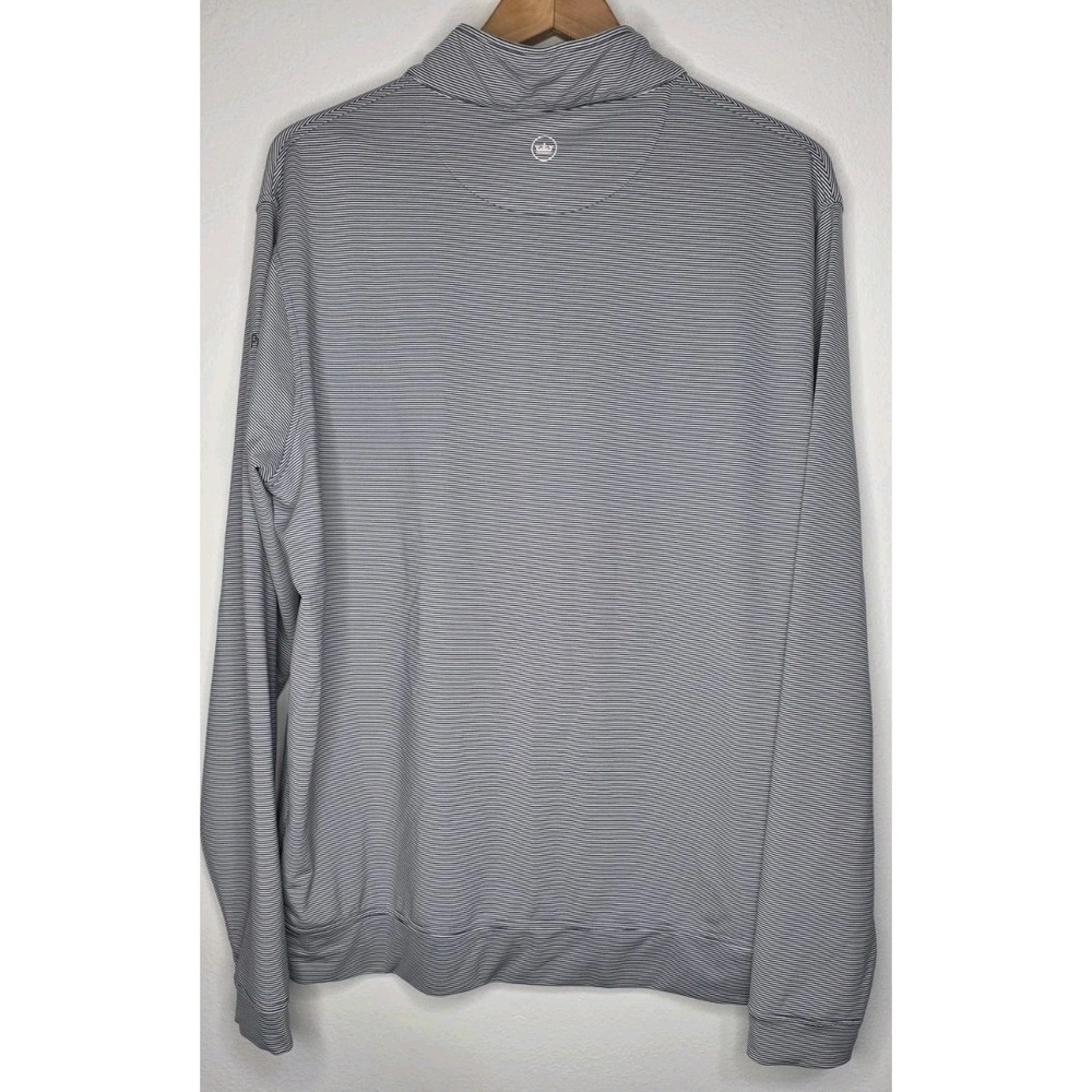 Peter Millar Iron Gray White Perth Sugar Stripe Performance Quarter-Zip Golf XL - Picture 6 of 11